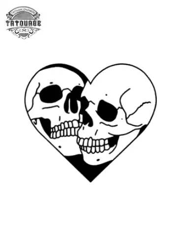 tatouage ephemere coeur tete de mort Tatouage éphémère coeur tête de mort