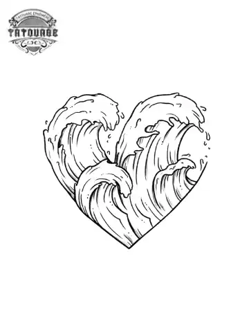 tatouage ephemere coeur vague Tatouage éphémère coeur vague