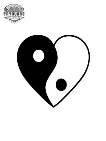 tatouage ephemere coeur yin yang Tatouage éphémère coeur yin yang
