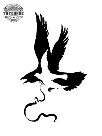 tatouage ephemere colombe et corbeau Tatouage éphémère colombe et corbeau