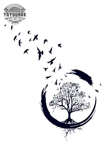 tatouage ephemere corbeau arbre Tatouage éphémère corbeau arbre