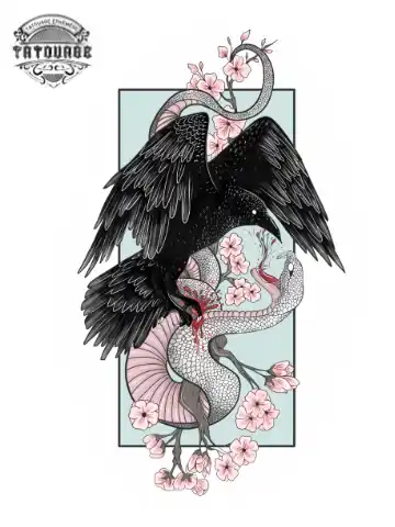 tatouage ephemere corbeau japonais Tatouage éphémère corbeau japonais