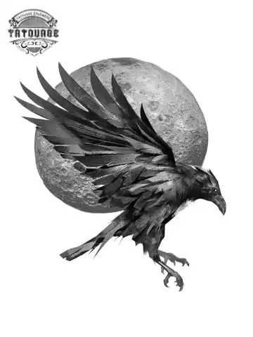 tatouage ephemere corbeau lune Tatouage éphémère corbeau lune