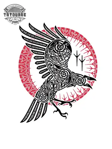 tatouage ephemere corbeau nordique Tatouage éphémère corbeau nordique