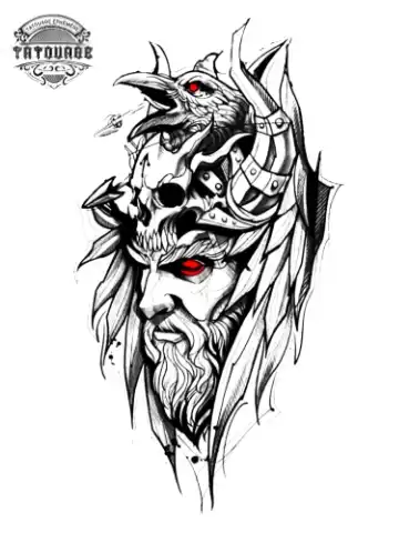 tatouage ephemere corbeau odin Tatouage éphémère corbeau odin