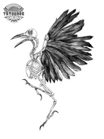 tatouage ephemere corbeau squelette Tatouage éphémère corbeau squelette