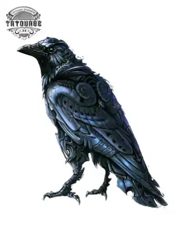tatouage ephemere corbeau steampunk Tatouage éphémère corbeau steampunk