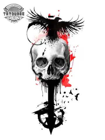 tatouage ephemere corbeau trash polka Tatouage éphémère corbeau trash polka