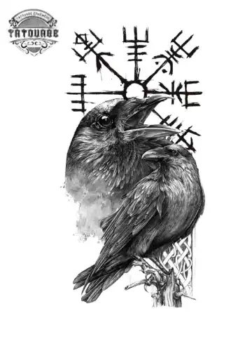 tatouage ephemere corbeau viking Tatouage éphémère corbeau viking