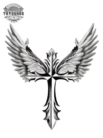 tatouage ephemere croix ailes femme Tatouage éphémère croix ailes femme