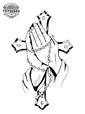 Tatouage éphémère croix chapelet