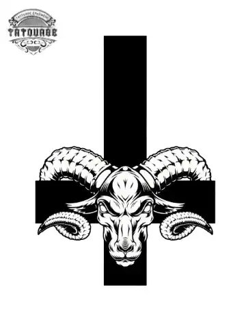 Tatouage éphémère croix inversée