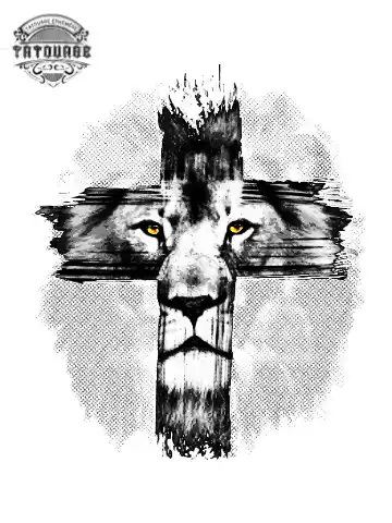 tatouage ephemere croix lion Tatouage éphémère croix lion