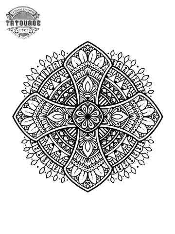 tatouage ephemere croix mandala Tatouage éphémère croix mandala