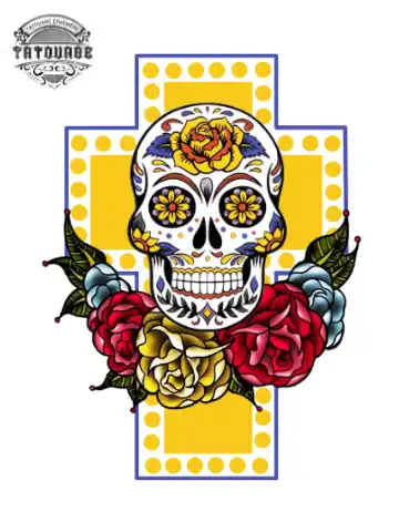 Tatouage éphémère croix mexicaine