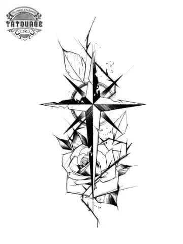 Tatouage éphémère croix nord sud est ouest