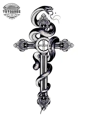 tatouage ephemere croix serpent Tatouage éphémère croix serpent