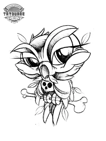 tatouage ephemere dessin hibou Tatouage éphémère dessin hibou
