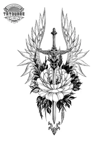tatouage ephemere epee aile Tatouage éphémère épée aile