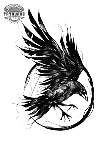 tatouage ephemere grand corbeau Tatouage éphémère grand corbeau