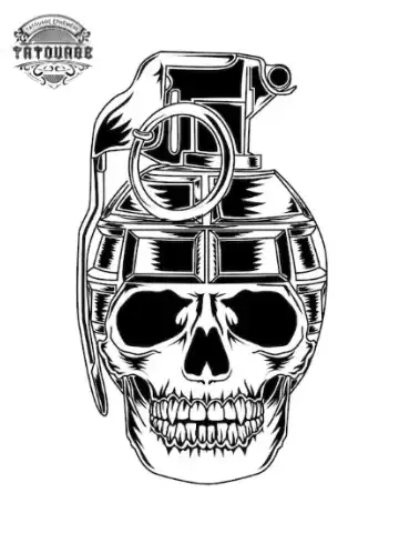 tatouage ephemere grenade tete de mort Tatouage éphémère grenade tête de mort