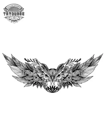 tatouage ephemere hibou aile ouverte Tatouage éphémère hibou aile ouverte