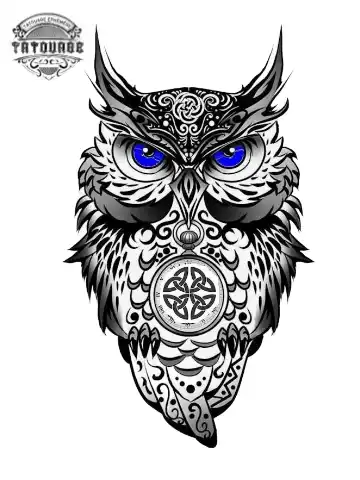 tatouage ephemere hibou celtique Tatouage éphémère hibou celtique
