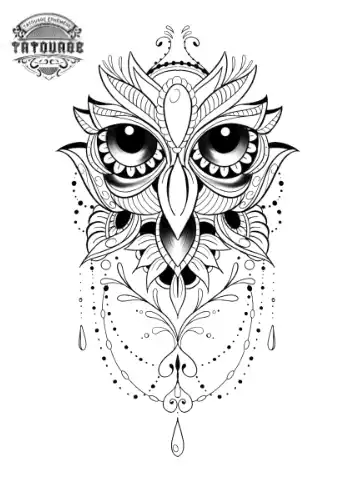 tatouage ephemere hibou dentelle Tatouage éphémère hibou dentelle