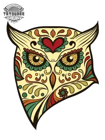 tatouage ephemere hibou mexicain Tatouage éphémère hibou mexicain