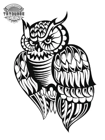 tatouage ephemere hibou polynesien Tatouage éphémère hibou polynésien