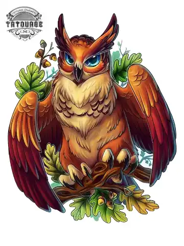tatouage ephemere hibou sur branche Tatouage éphémère hibou sur branche