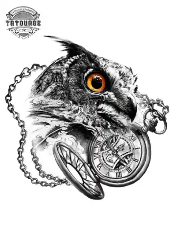 tatouage ephemere hiboux et montre Tatouage éphémère hibou et montre