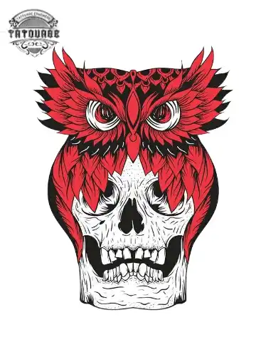 tatouage ephemere hiboux mort Tatouage éphémère hibou mort