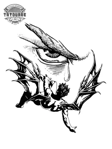 Tatouage éphémère homme ange déchu
