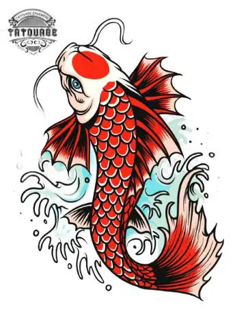 tatouage ephemere homme poisson japonais Tatouage éphémère homme poisson japonais