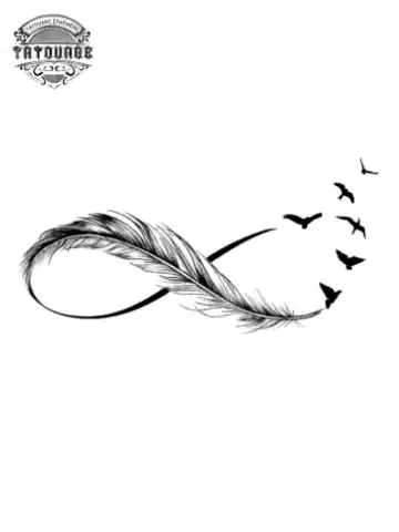 tatouage ephemere infini plume oiseau Tatouage éphémère infini plume oiseau