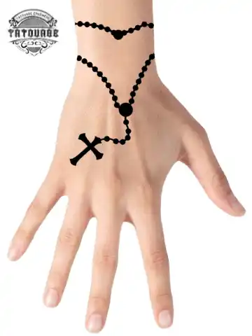 Tatouage éphémère main chapelet