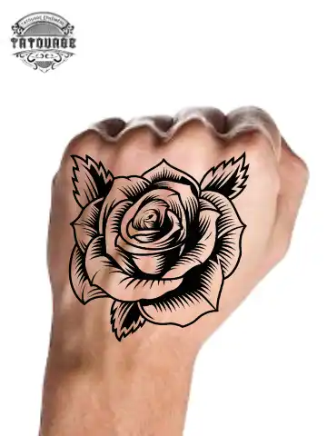 Tatouage éphémère main homme rose