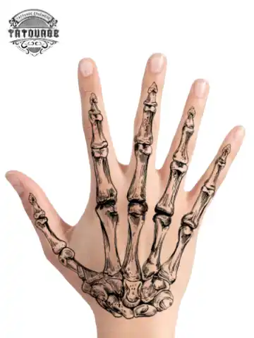 Tatouage éphémère main os