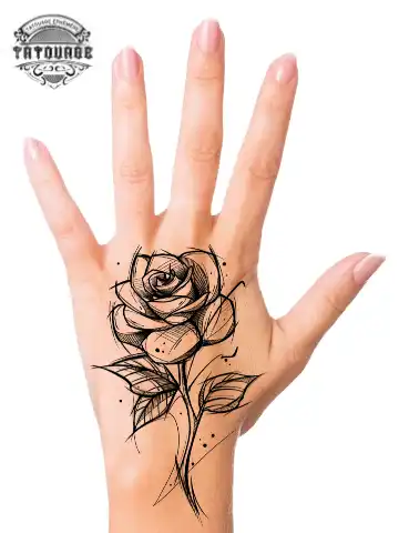 Tatouage éphémère main rose femme