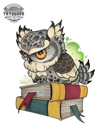 tatouage ephemere maitre hibou Tatouage éphémère maître hibou