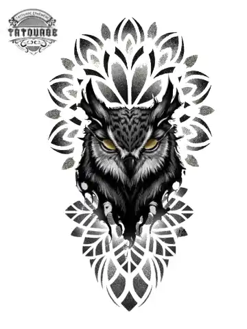 tatouage ephemere manchette hibou Tatouage éphémère manchette hibou