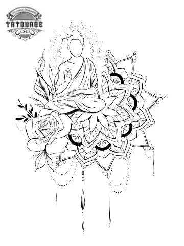 tatouage ephemere mandala bouddha Tatouage éphémère mandala bouddha