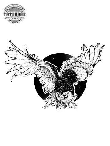 tatouage ephemere oiseau hibou Tatouage éphémère oiseau hibou