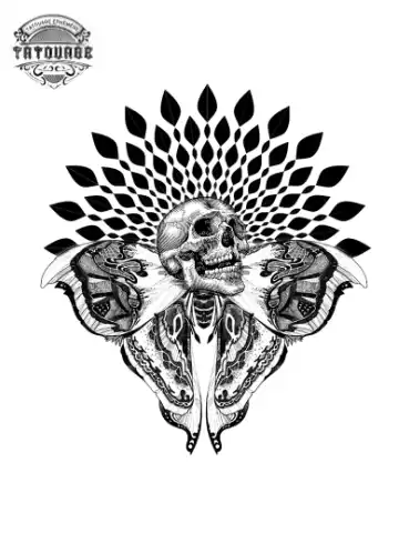 tatouage ephemere papillon de nuit tete de mort Tatouage éphémère papillon de nuit tête de mort