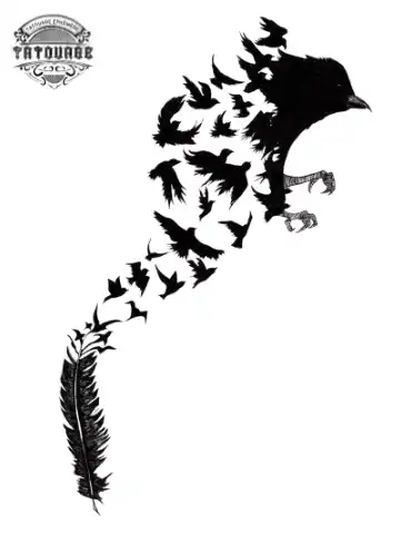 tatouage ephemere plume corbeau Tatouage éphémère plume corbeau