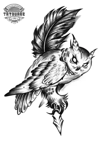 tatouage ephemere plume hiboux Tatouage éphémère plume hiboux