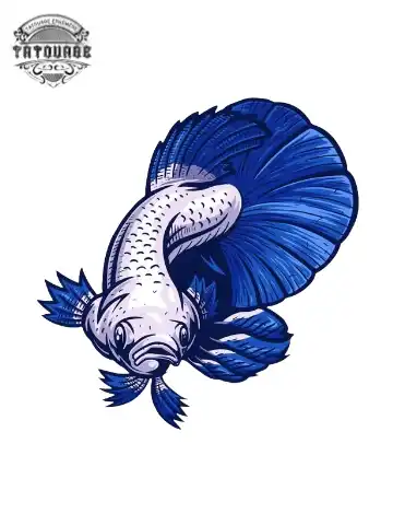 tatouage ephemere poisson bleu Tatouage éphémère poisson bleu