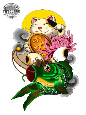 tatouage ephemere poisson chat Tatouage éphémère poisson chat