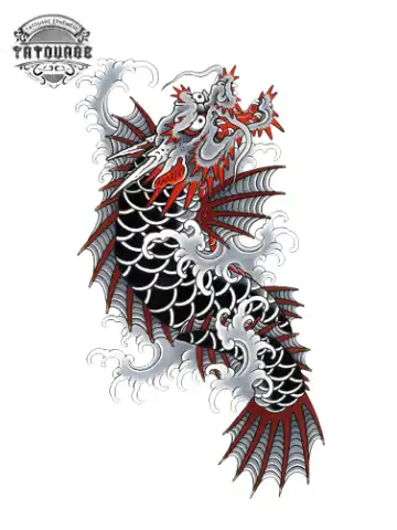 tatouage ephemere poisson dragon Tatouage éphémère poisson dragon